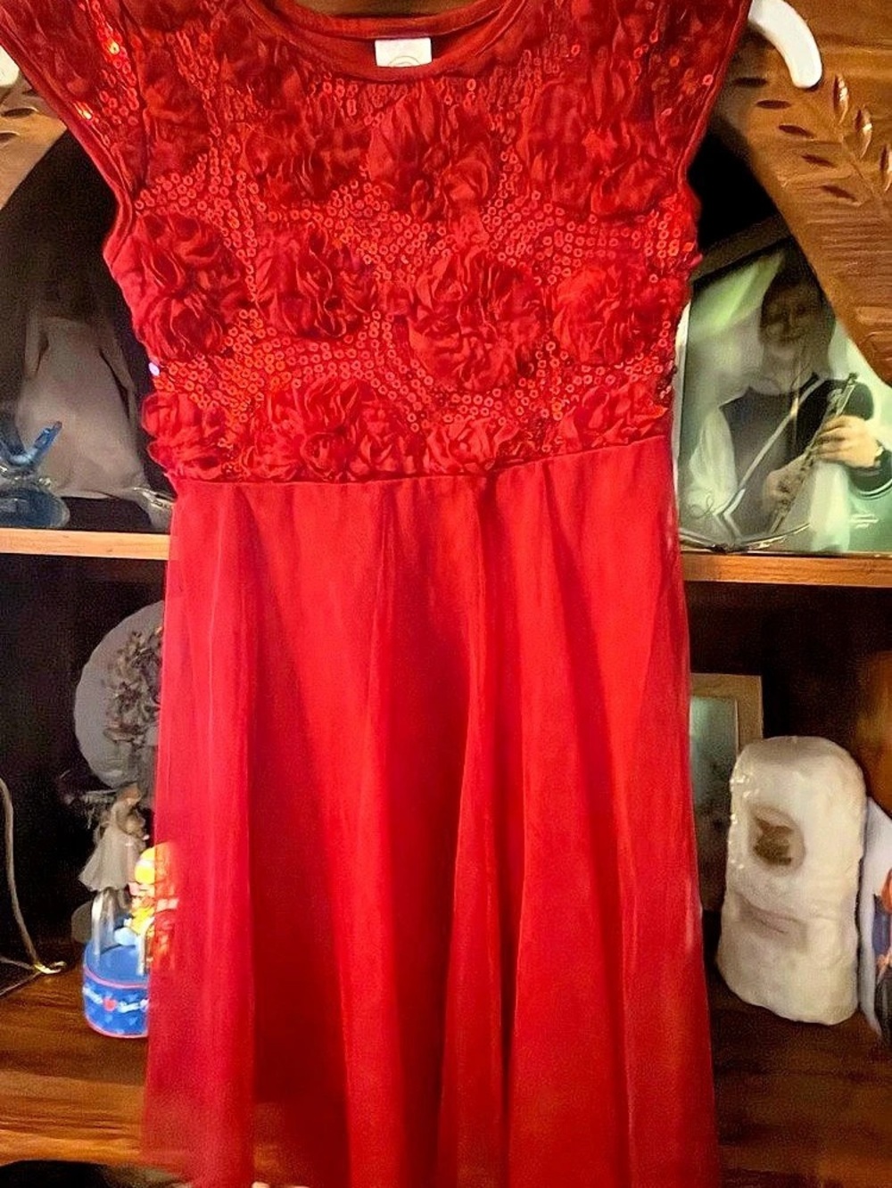 Wonder Nation Girls Red Sequin and Tulle Holiday Dress Size Small